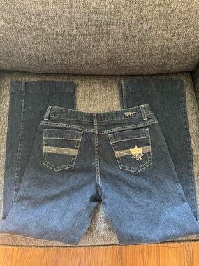 Y2K Tommy Hilfiger Dark Blue Jeans with Embroidered Back Pocket